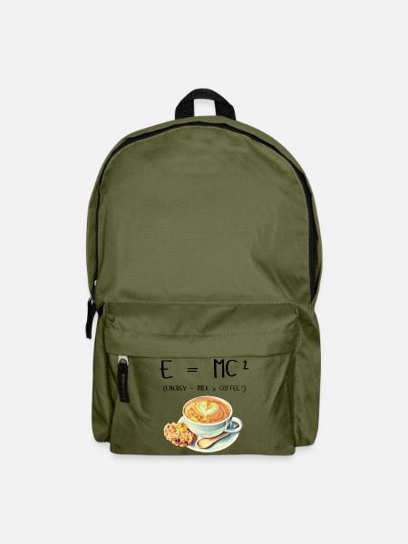 E MC² Kaffee Milch Energie Geschenk lustig - Rucksack - Olivgrün