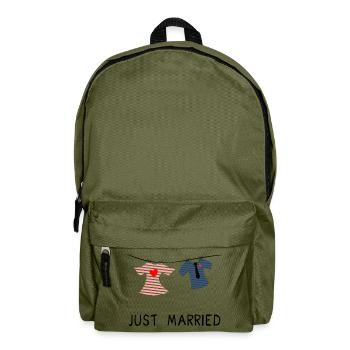 JUST MARRIED. MARRIED. ES LEBE DIE EHE - Rucksack - Olivgrün - Vorne
