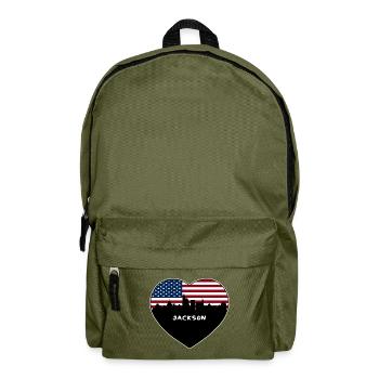 Jackson Mississippi USA Flagge Skyline Reisen Souven - Rucksack - Olivgrün - Vorne