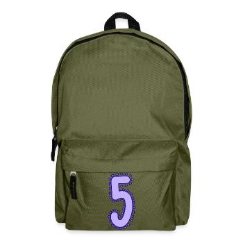 5. 5 ANS. 5e ANNIVERSAIRE. ANNIVERSAIRE 5 ANS - Sac à dos - vert olive - Devant