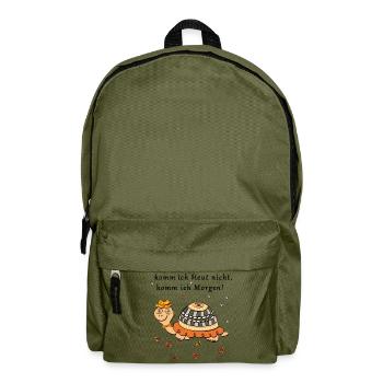 Schildkröte, komm ich Heut nicht, komm ich Morgen - Rucksack - Olivgrün - Vorne