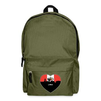Lima Peru Flagge Skyline Reise Souvenir - Rucksack - Olivgrün - Vorne