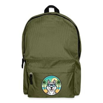 Nördliche Inuit Hunderasse Cartoon Sonnenbrille Strand - Rucksack - Olivgrün - Vorne