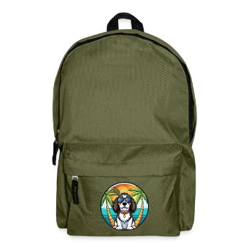 English Springer Spaniel Hunderasse Cartoon Beach - Rucksack - Olivgrün - Vorne