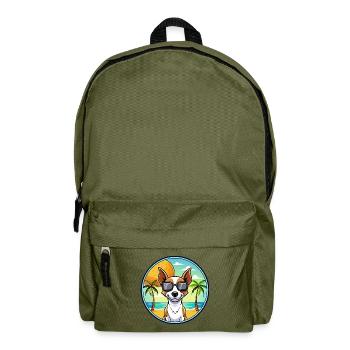 Decker Rat Terrier Hunderasse Cartoon Sonnenbrille - Rucksack - Olivgrün - Vorne