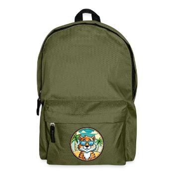 Tiger Cat Breed Cartoon Sunglasses Beach - Backpack - olive green - Front