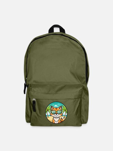 Sokoke Katzenrasse Cartoon Sonnenbrille Strand - Rucksack - Olivgrün