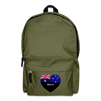 Perth Australien Flagge Skyline Reise Souvenir - Rucksack - Olivgrün - Vorne