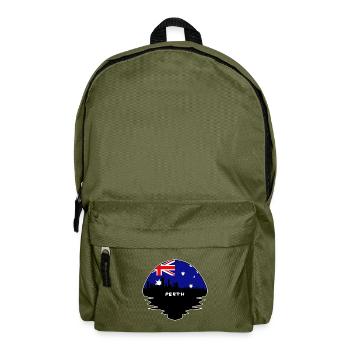 Perth Australien Flagge Skyline Silhouette Reisen - Rucksack - Olivgrün - Vorne