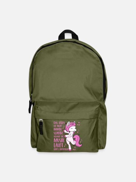 Musik Einhorn - Das Leben ist nicht immer Scheisse - Rucksack - Olivgrün