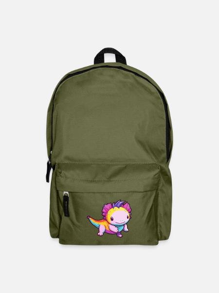 Axolotl Buntes Aquarell Cartoon Kawaii Tier - Rucksack - Olivgrün