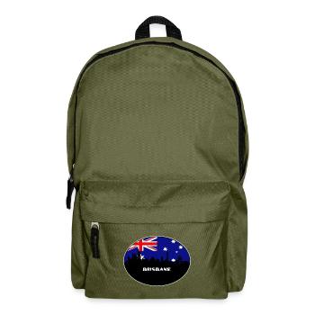 Brisbane Australien Flagge Skyline Silhouette Reisen - Rucksack - Olivgrün - Vorne