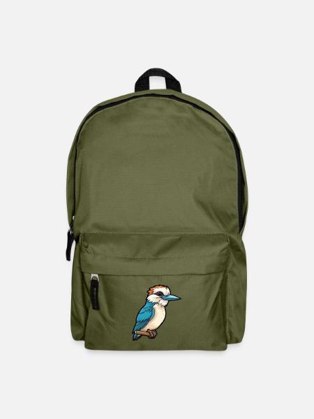 Kookaburra Cartoon Kawaii Aquarell Illustration - Rucksack - Olivgrün