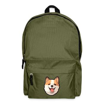 Akita Hund Rasse Aquarell Cartoon Kawaii Clipart - Rucksack - Olivgrün - Vorne