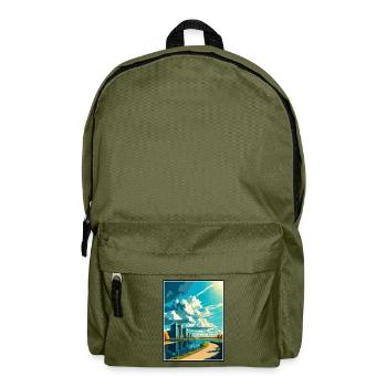 Almere Niederlande Vintage Reiseposter Souvenir - Rucksack - Olivgrün - Vorne