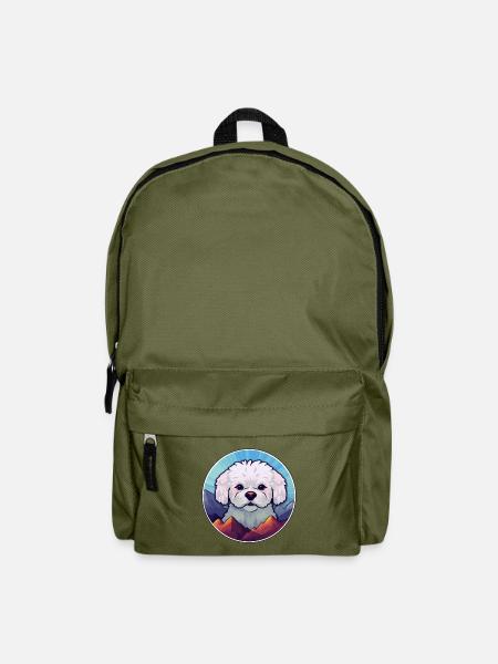 Bichon Frise Hunderasse Cartoon Kawaii Aquarell - Rucksack - Olivgrün