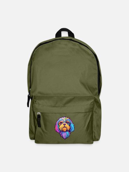 Shih Tzu Hunderasse Cartoon Kawaii Illustration - Rucksack - Olivgrün