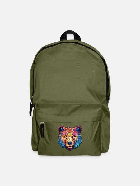 Bär buntes Aquarell Tier Haustier Illustration - Rucksack - Olivgrün
