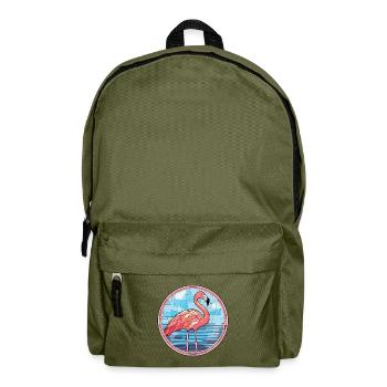 Flamingo bunte Aquarell-Tierillustration - Rucksack - Olivgrün - Vorne