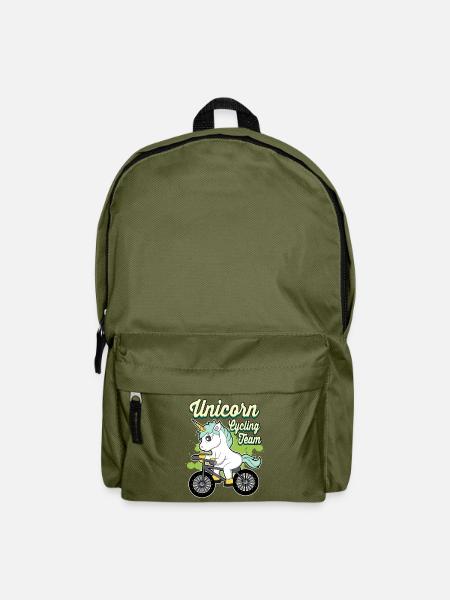 Einhorn Fährt Fahrrad Fahrrad Fahren Geschenk Kind - Rucksack - Olivgrün