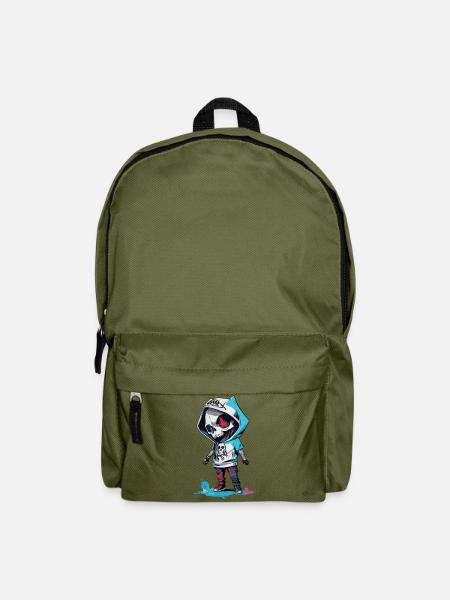 Skelett mit Kapuze - Rucksack - Olivgrün