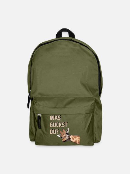 Was guckst du? Lustige Giraffe Spruch Geschenk - Rucksack - Olivgrün