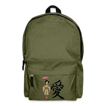 Vintage-japanische Frau - Rucksack - Olivgrün - Vorne