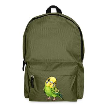 Grüner Wellensittich im Kawaii-Stil - Rucksack - Olivgrün - Vorne