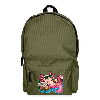 Axolotl im Pool – Stonks Börsen Humor - Rucksack - Olivgrün - Vorne
