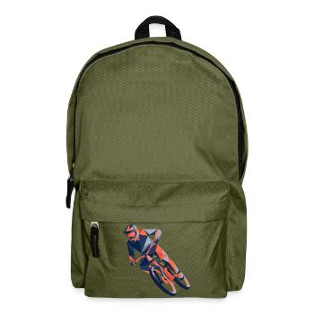 eometrische Origami-Mountainbiker-Polygonkunst - Rucksack - Olivgrün - Vorne
