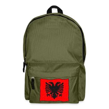 Albanische Flagge im Wind – Handgezeichnet - Rucksack - Olivgrün - Vorne