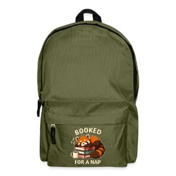 Für ein Nickerchen gebucht – Red Panda and Books - Rucksack - Olivgrün - Vorne