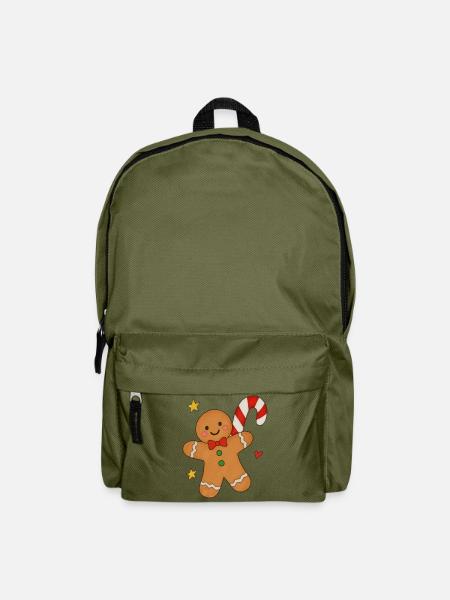 Süßer Lebkuchenmann mit Zuckerstange - Rucksack - Olivgrün