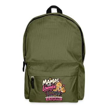 Mamas sind Löwinnen – Starke Mama mit Löwenkindern - Rucksack - Olivgrün - Vorne