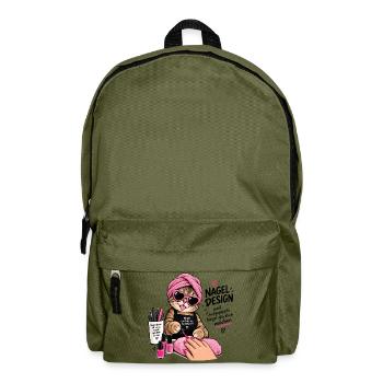 Nagel Design Katze Pink Glam - Rucksack - Olivgrün - Vorne