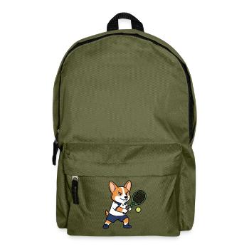 Süßes Kawaii Corgi Tennisspieler-Welpenhemd - Rucksack - Olivgrün - Vorne