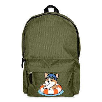 Süßes Kawaii Corgi Schwimm-Sommerstrandshirt - Rucksack - Olivgrün - Vorne