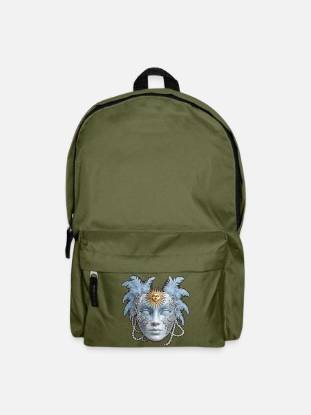 Blaue Venezianische Maske mit Sonne - Rucksack - Olivgrün