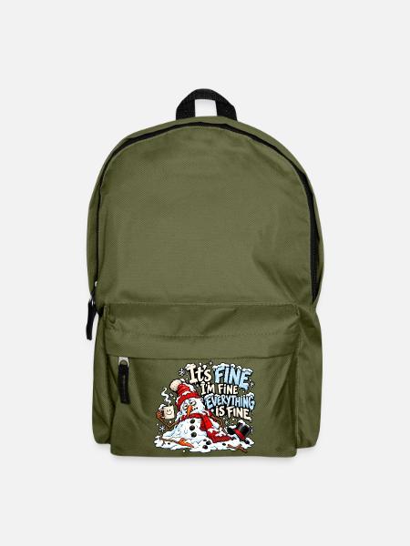 Es ist in Ordnung, mir geht's gut, alles ist in Ordnung, Schneemann - Rucksack - Olivgrün