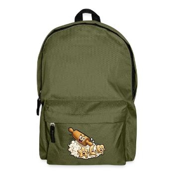Nudelholz Plätzchen Teig Backen Comic T-Shirt - Rucksack - Olivgrün - Vorne