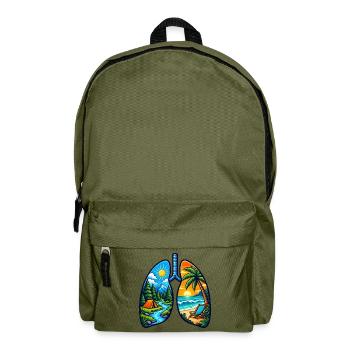 Nature Lungs Mountain Beach Outdoor-Abenteuer-Tee - Rucksack - Olivgrün - Vorne
