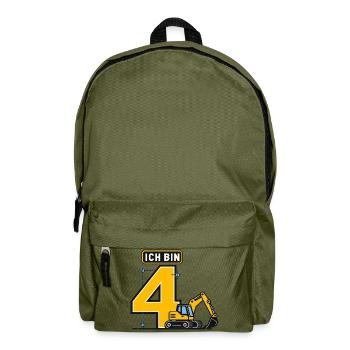 4. Geburtstag Bagger Baustelle - Rucksack - Olivgrün - Vorne