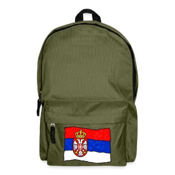 Serbische Flagge als Kinderzeichnung - Rucksack - Olivgrün - Vorne