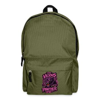 Wilder Panther in Lila und Pink im Grungelook - Rucksack - Olivgrün - Vorne