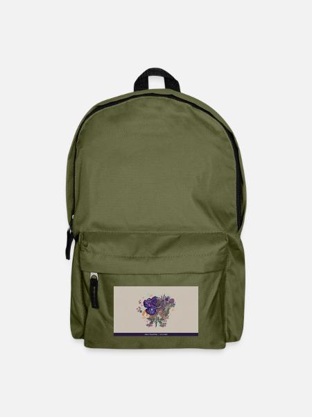 Kosmosrose: Nebelblütenstrauß - Rucksack - Olivgrün