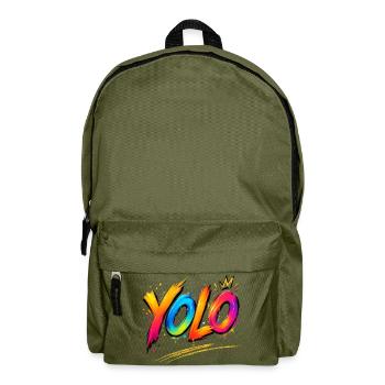 YOLO you only live once -  Farbenrausch Graffiti - Rucksack - Olivgrün - Vorne
