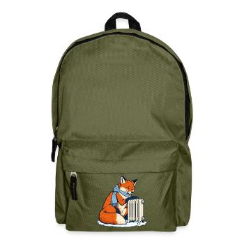 Winterfuchs mit Schal am Heizkörper - Rucksack - Olivgrün - Vorne