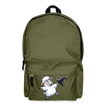 Fliegendes Schäfchen mit Hexenhut - Rucksack - Olivgrün - Vorne