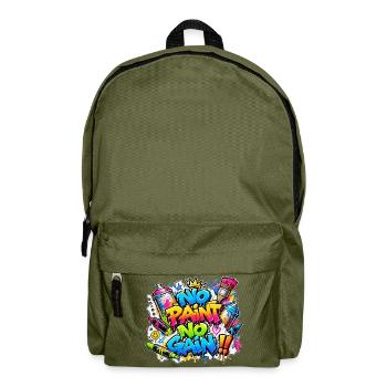 KEIN ANMALEN, KEIN WINS, Aufkleber – Graffiti, das knallt! - Rucksack - Olivgrün - Vorne