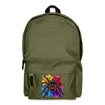 Neon Tarantel  Psychodelische Spinne im Farbklecks - Rucksack - Olivgrün - Vorne